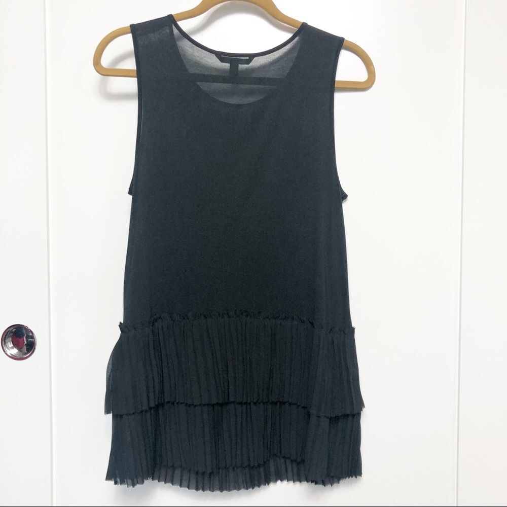 Banana Republic Tiered Pleated Peplum Tank Black Size M